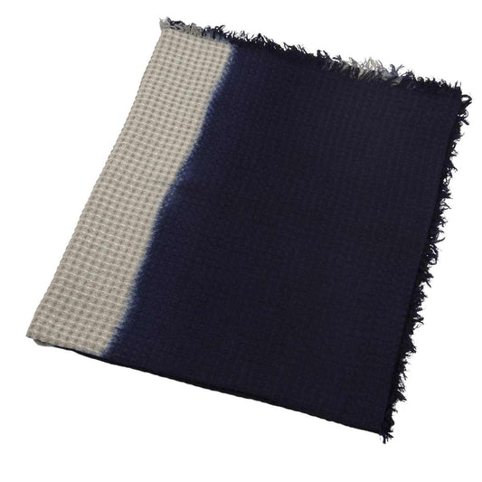 Waffle Woven Linen Throw - Blue Light Grey