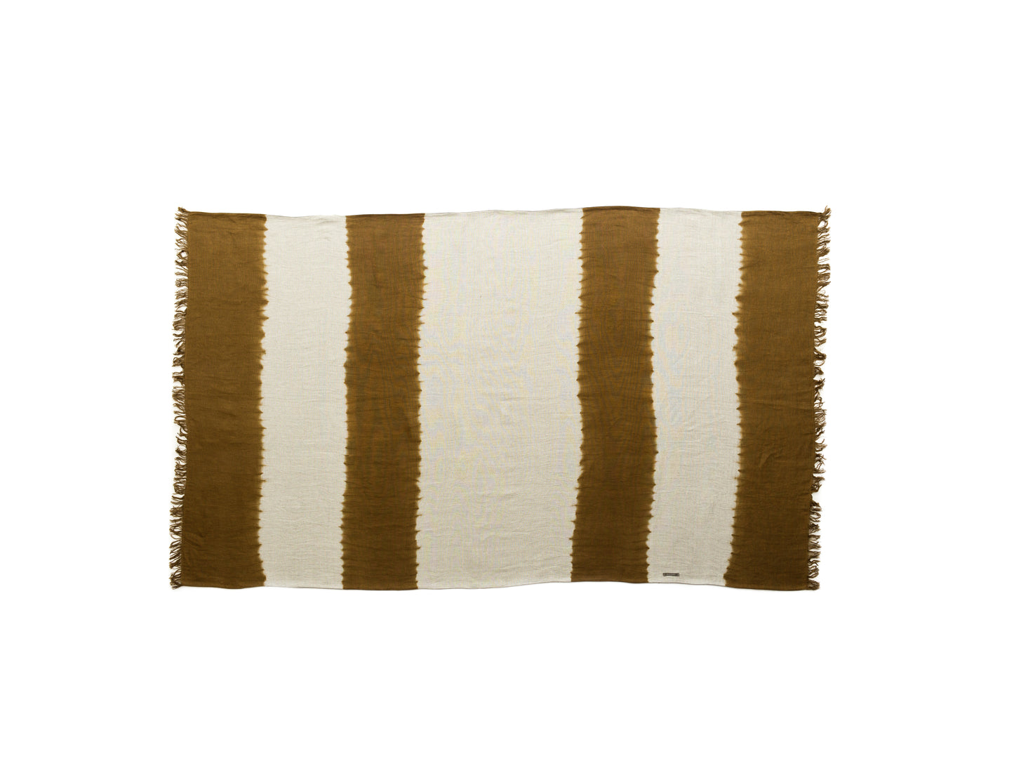 Double Woven Linen Throw - Ochre Light Grey