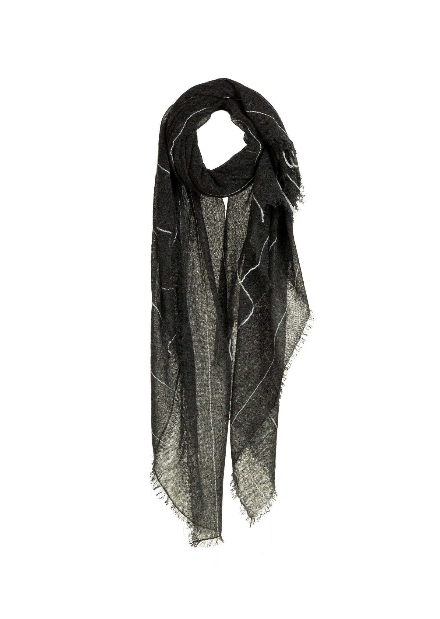 Soho Baby Cashmere Shawl - Charcoal & White