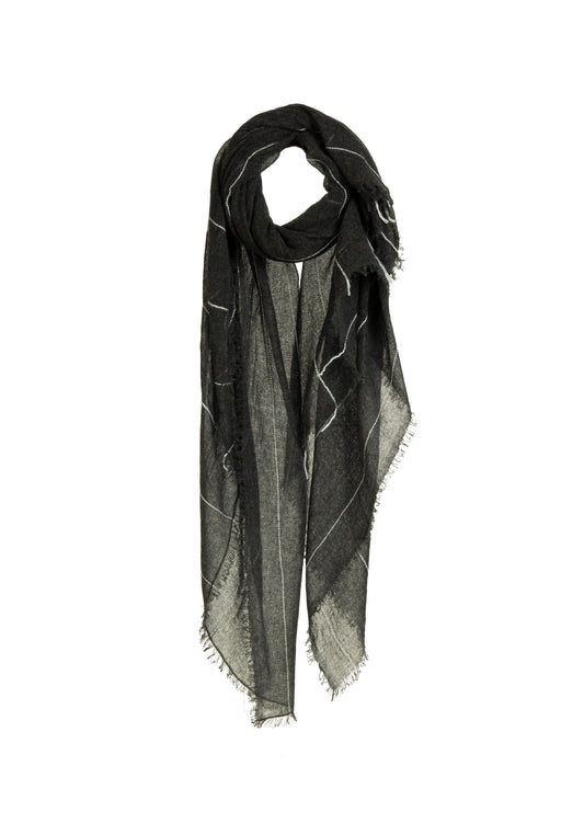Soho Baby Cashmere Shawl - Charcoal & White
